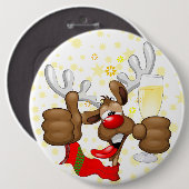Reindeer Betrunken Funny Christmas Character Button (Vorne & Hinten)