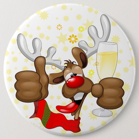 Reindeer Betrunken Funny Christmas Character Button (Vorderseite)