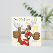 Reindeer Betrunken Funny Christmas Character Einladung (Stehend Vorderseite)