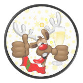 Reindeer Betrunken Funny Christmas Character Eishockey Puck (Vorderseite)