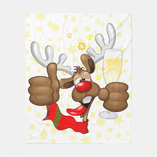 Reindeer Betrunken Funny Christmas Character Fleecedecke (Vorderseite)