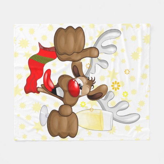 Reindeer Betrunken Funny Christmas Character Fleecedecke (Vorderseite (Horizontal))