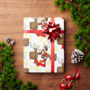 Reindeer Betrunken Funny Christmas Character Geschenkpapier