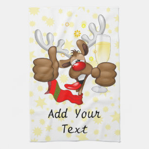 Reindeer Betrunken Funny Christmas Character Geschirrtuch