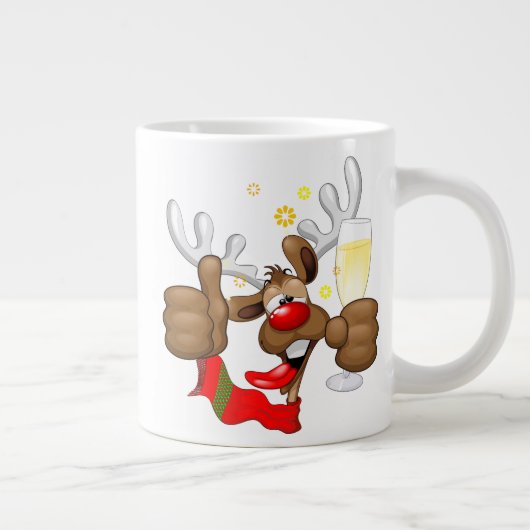 Reindeer Betrunken Funny Christmas Character Jumbo-Tasse (Rechts)