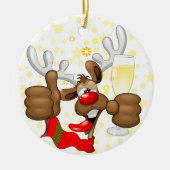 Reindeer Betrunken Funny Christmas Character Keramik Ornament (Vorne)