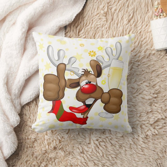 Reindeer Betrunken Funny Christmas Character Kissen (Decke)