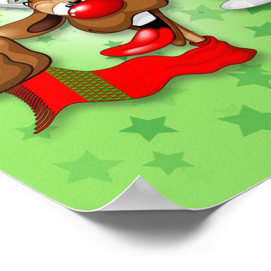 Reindeer Betrunken Funny Christmas Character Poster (Ecke)