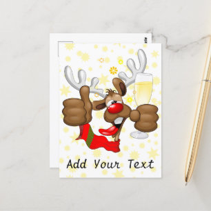 Reindeer Betrunken Funny Christmas Character Postkarte