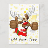 Reindeer Betrunken Funny Christmas Character Postkarte (Vorderseite)