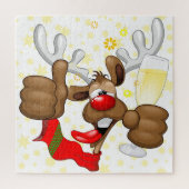 Reindeer Betrunken Funny Christmas Character Puzzle (Vertikal)