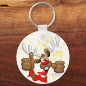 Reindeer Betrunken Funny Christmas Character Schlüsselanhänger (Vorderseite)