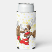 Reindeer Betrunken Funny Christmas Character Selters Dosenkühler (Seltzer Vorderseite)
