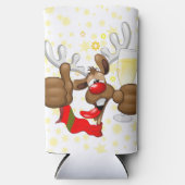 Reindeer Betrunken Funny Christmas Character Selters Dosenkühler (Vorderseite)