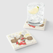 Reindeer Betrunken Funny Christmas Character Steinuntersetzer (Seitenansicht)