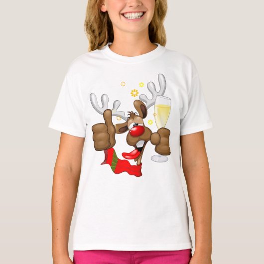 Reindeer Betrunken Funny Christmas Character T-Shirt (Vorderseite)