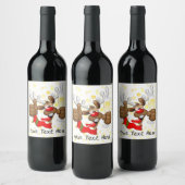 Reindeer Betrunken Funny Christmas Character Weinetikett (Flaschen)