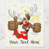Reindeer Betrunken Funny Christmas Character Weinetikett (Einzelnes Label)