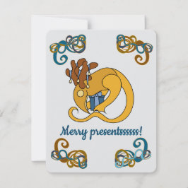 Reindeer bird with bells and presents Christmas Dankeskarte