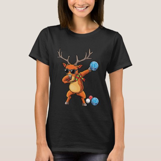 Reindeer Bocce Ball Player Christmas Boccie Team B T-Shirt (Vorderseite)