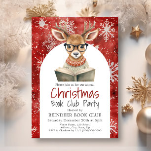Reindeer Book Club Weihnachten Party Einladung