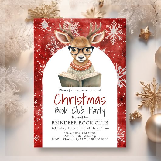 Reindeer Book Club Weihnachten Party Einladung