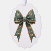 Reindeer Bow Weihnachtsfeier Ornament Karte (Links)