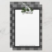Reindeer Buffalo Kariert Personalisiert Stationery Briefpapier (Vorne/Hinten)