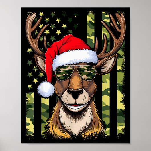 Reindeer Camo American Flag Christmas Pajama X-mas Poster (Vorne)