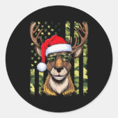 Reindeer Camo American Flag Christmas Pajama X-mas Runder Aufkleber (Vorderseite)