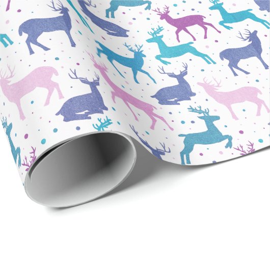 Reindeer Candy Pastel Pattern Geschenkpapier (Rolleneckpunkt)