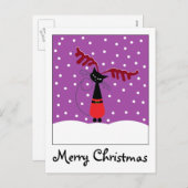 Reindeer Cat Christmas Holiday Postcard Feiertagspostkarte (Vorne/Hinten)