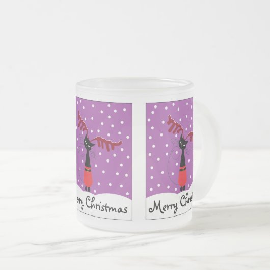 Reindeer Cat Christmas Mattiert Glass Kaffee Tasse (VorderseiteRechts)
