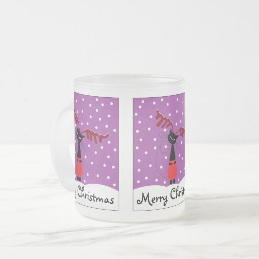 Reindeer Cat Christmas Mattiert Glass Kaffee Tasse (Vorderseite Links)