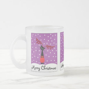 Reindeer Cat Christmas Mattiert Glass Kaffee Tasse