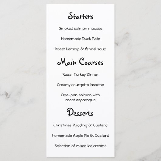 Reindeer Cat Christmas Menu Menükarte (Rückseite)