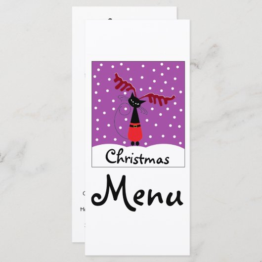 Reindeer Cat Christmas Menu Menükarte (Vorne/Hinten)