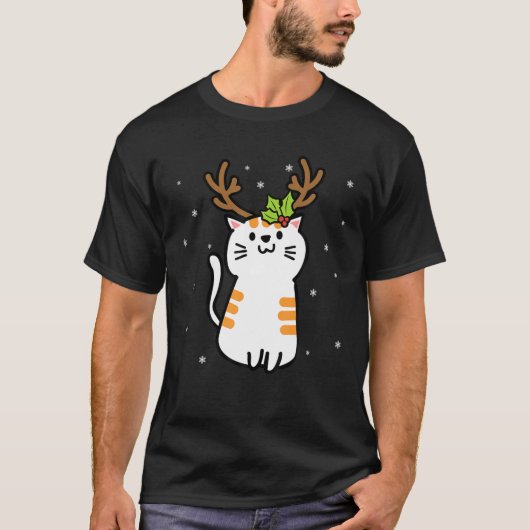 Reindeer Cat Christmas Ugly Christmas Sweater T-Shirt (Vorderseite)