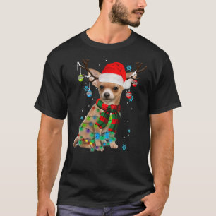 Reindeer Chihuahua Hund Weihnachtslicht Funny Xmas T-Shirt