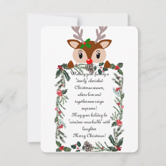 Reindeer Christmas Card Feiertagskarte (Vorderseite)