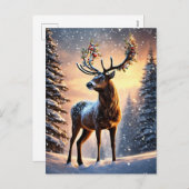 Reindeer Christmas Feiertagspostkarte (Vorne/Hinten)
