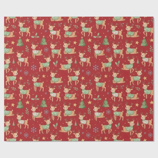 Reindeer, Christmas Geschenkpapier (Flach)