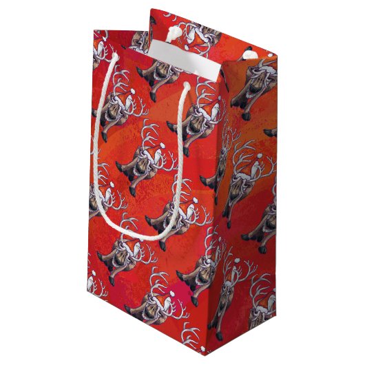 Reindeer Christmas Kleine Geschenktüte (Rückseite Schrägansicht)
