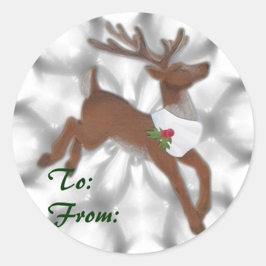 Reindeer Christmas Labels Runder Aufkleber (Vorderseite)