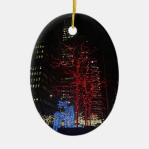 Reindeer Christmas Lights New York City Manhattan Keramik Ornament