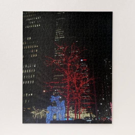 Reindeer Christmas Lights New York City Manhattan Puzzle (Vertikal)