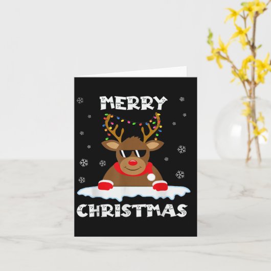 Reindeer Christmas Lights Santa Deer Rudolph Merry Karte (Gelbe Blume)