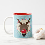 REINDEER CHRISTMAS niedliche rote Nase rudolph bla Zweifarbige Tasse<br><div class="desc">von kat massard >>> kat@simplysweetPAPERIE.com<< Ein stilvoller Weg,  mit diesem niedlichen,  modernen Design zu schlucken</div>