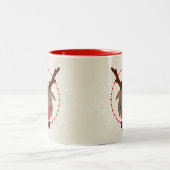 REINDEER CHRISTMAS niedliche Rote Nase Rudolph Elf Zweifarbige Tasse (Mittel)