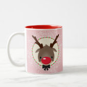 REINDEER CHRISTMAS niedliche rote Nase Rudolph Ros Zweifarbige Tasse (Links)
